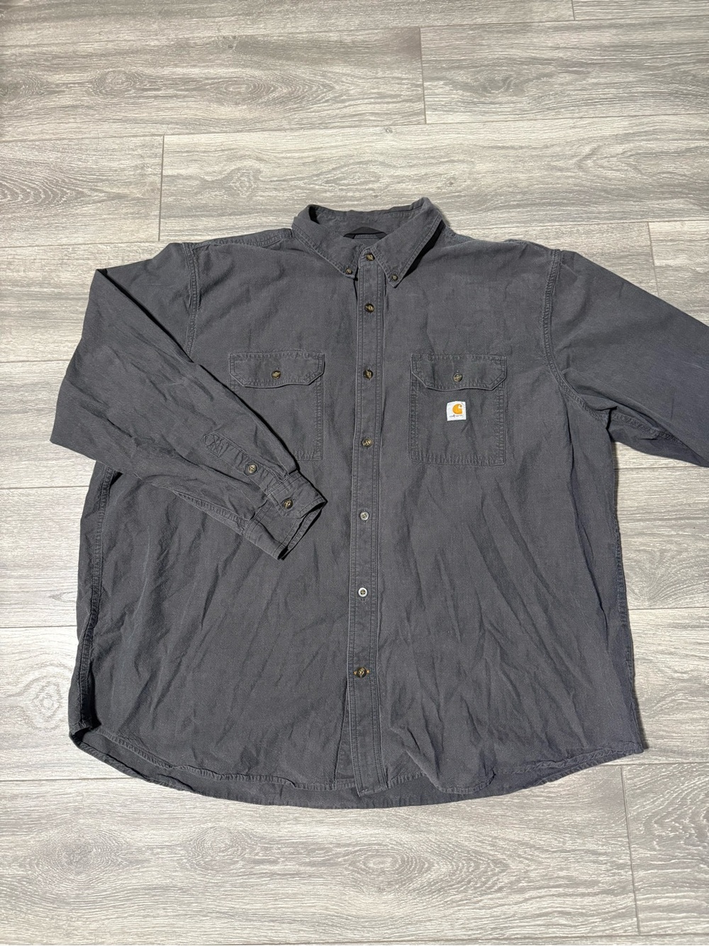 Carhartt Men's Charcoal Button-Down Work Shirt